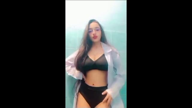 Sexy Petite Glasses Girl Showing & Teasing Her Lover