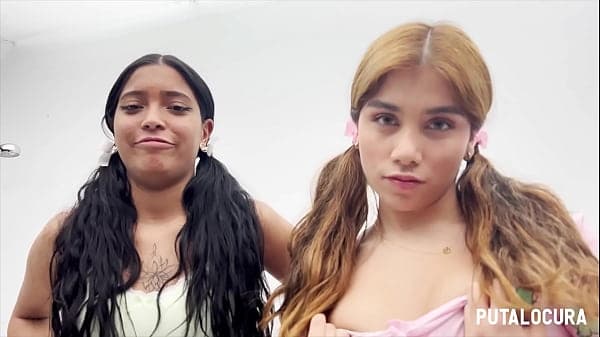 PutaLocura - Bukkake facial para la zorra morenita Kali y la peruana Marina Gold lo traga todo.