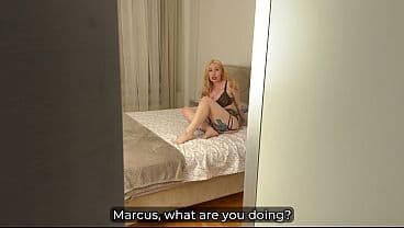 Blonde Step Mom Huge Tits Big Ass Fucked by Step Son in Shared Bed Vacation Train