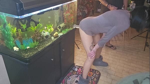 Friends wife fucking dildo while two friends cu...