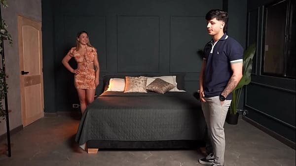 Busty MILF has no choice but to share her hotel...