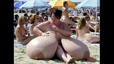 Busty beach footage