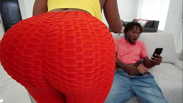 BBW gf caught her bf jerking off on Xvideos! - black porn