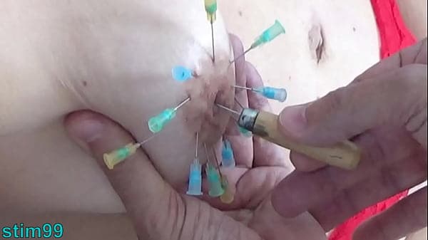 Extreme BDSM Tied Girl pierced, Injection Salin...